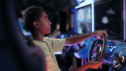 A looping glimpse of neon arcade racing